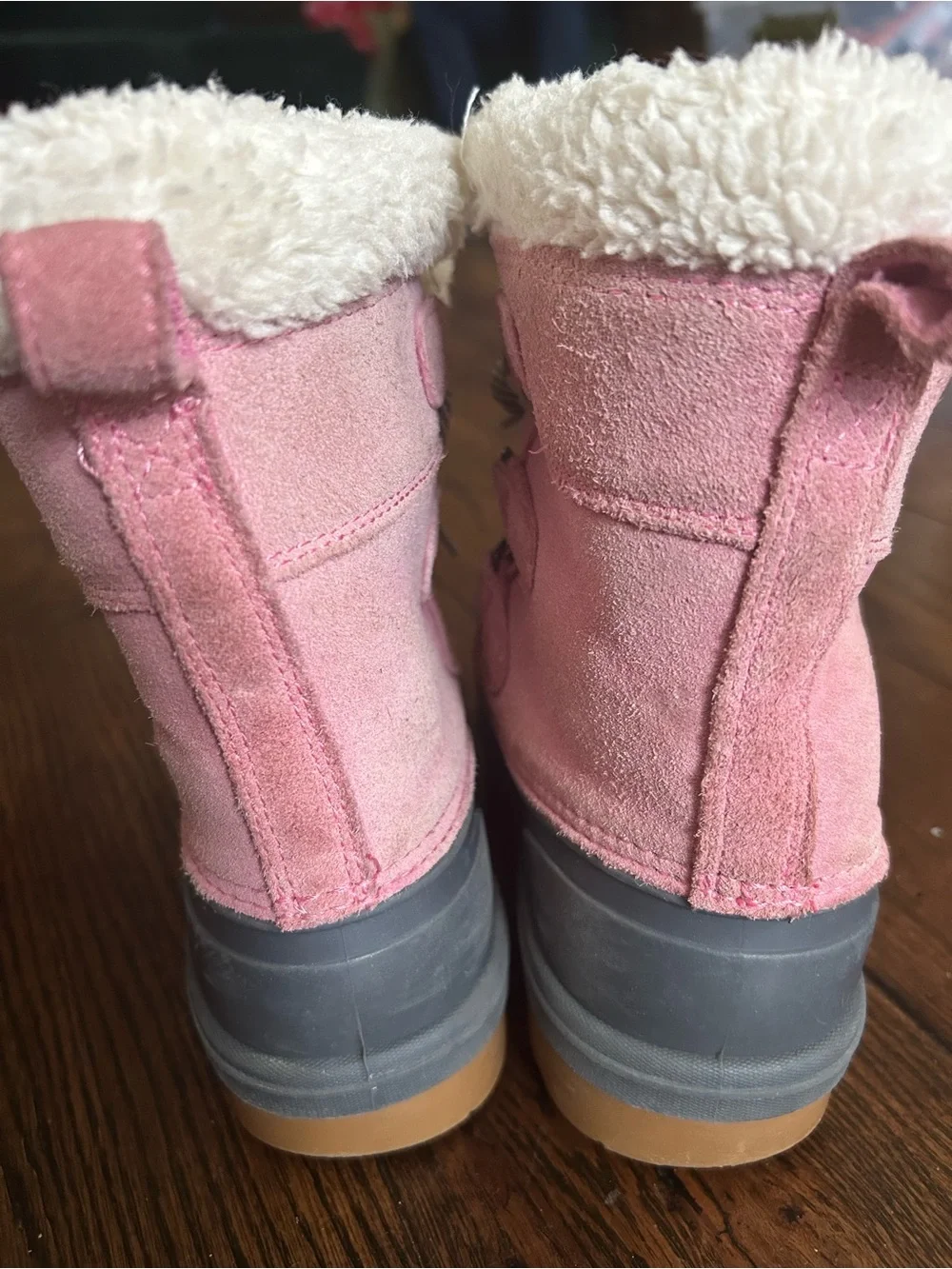 Kids Pink Winter Snow Boots with Faux Fur Trim